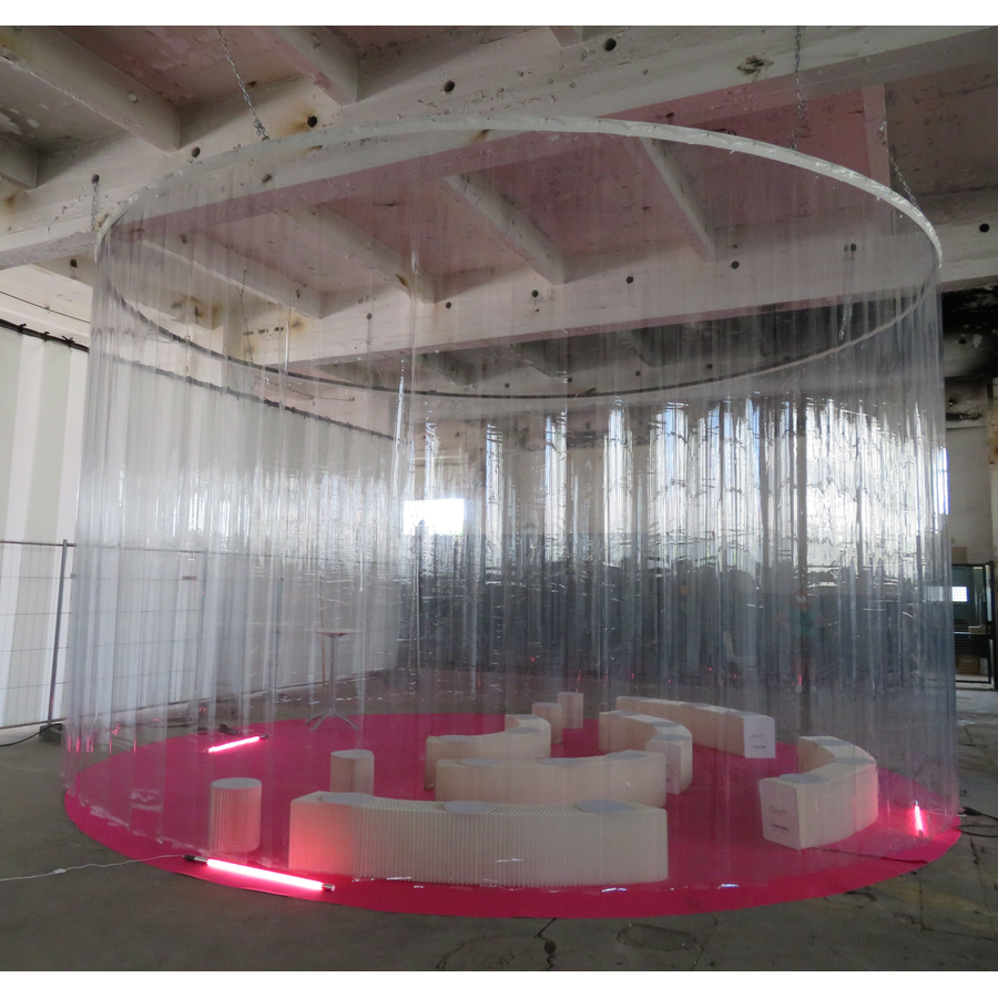 rideau à lanières pvc en courbe