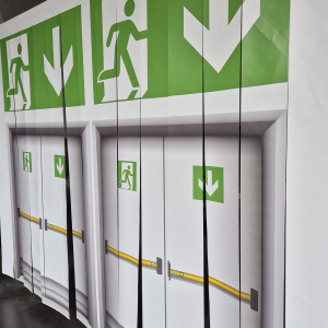 Porte à lanières PVC souple imprimé sortie de secours