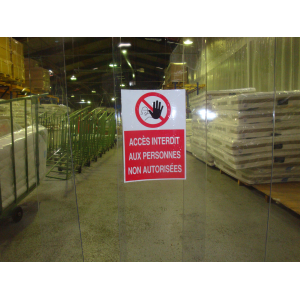 Panneau de prévention sur porte à lanières