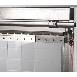 Rail coulissant pour porte souple à lanières ou rideau à lamelles mobile