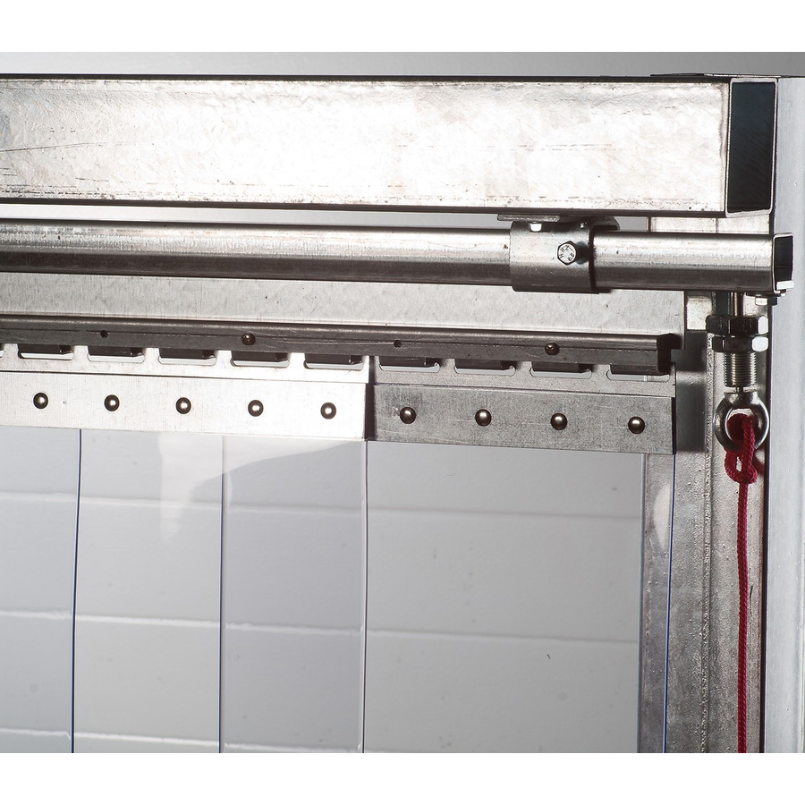 Rail coulissant pour porte souple à lanières ou rideau à lamelles mobile