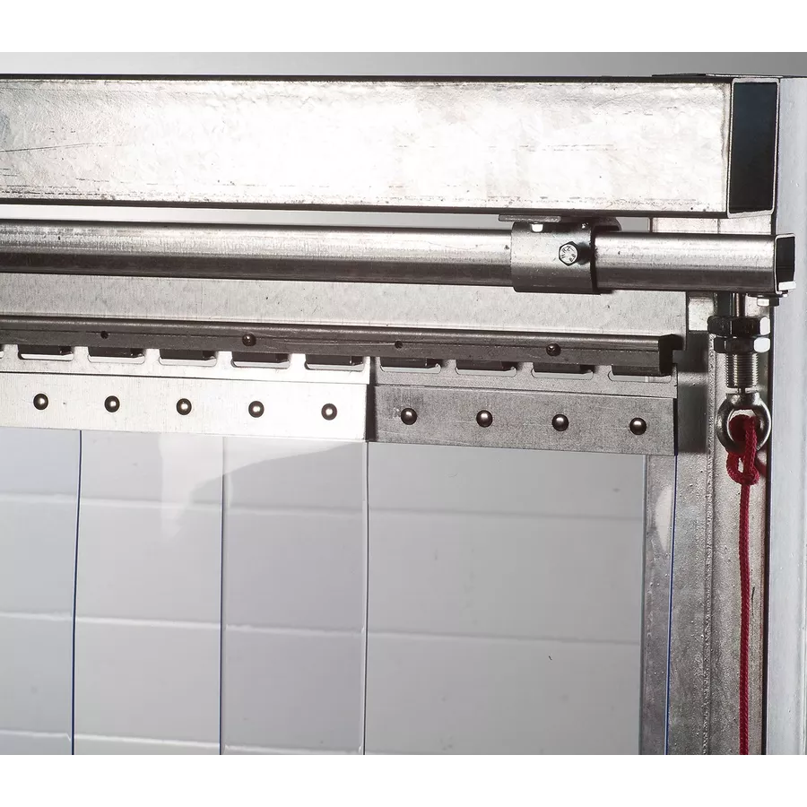 Rail coulissant pour porte souple à lanières ou rideau à lamelles mobile