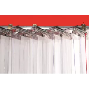 Mécanisme repliable accordéon pour porte à lanière coulissante