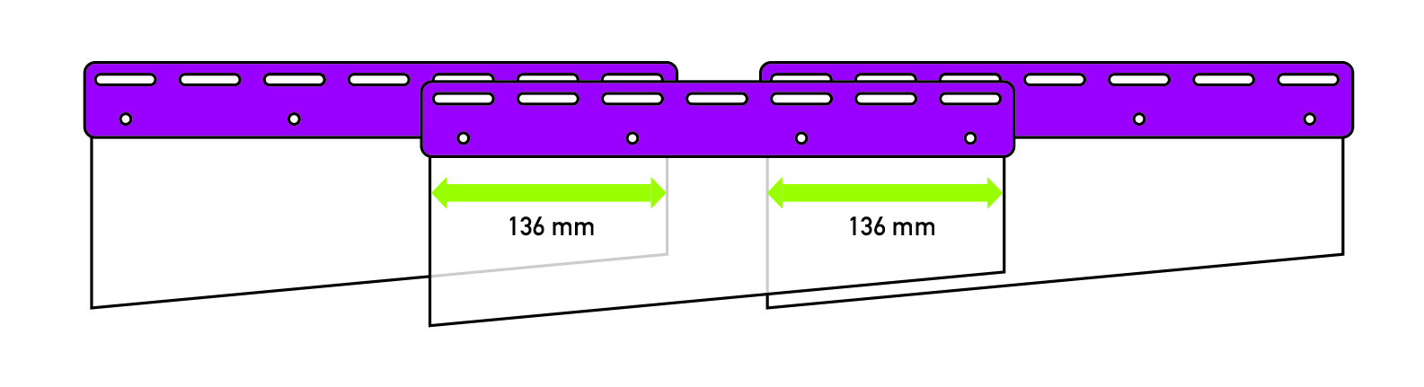 Superposition légère entre bandes PVC de 136 mm