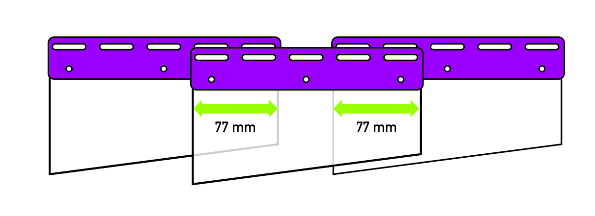 Superposition entre bandes PVC de 77 mm