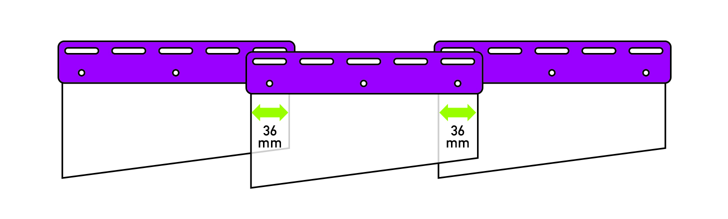 Superposition légère entre bandes PVC de 36 mm