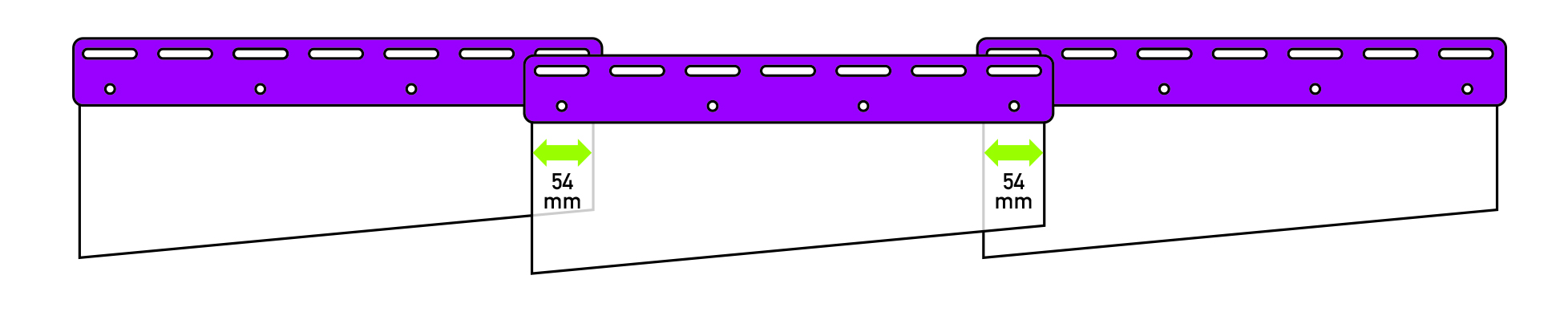 Superposition légère entre bandes PVC de 54 mm