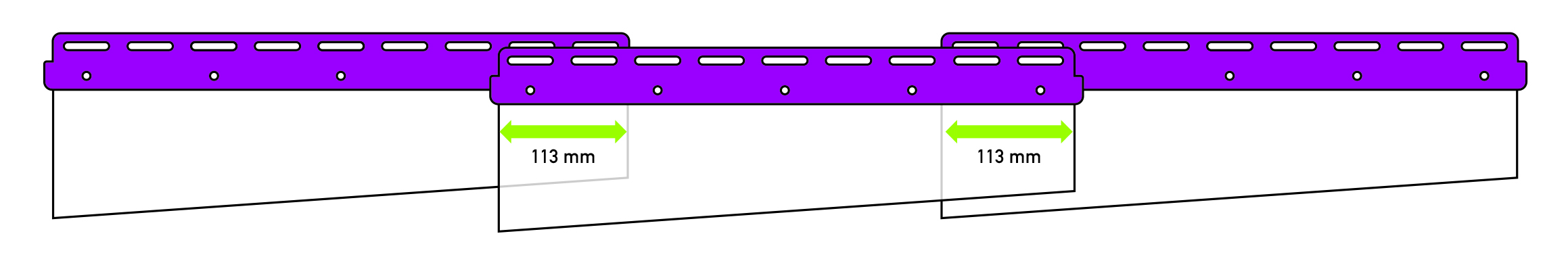 Superposition légère entre bandes PVC de 113mm